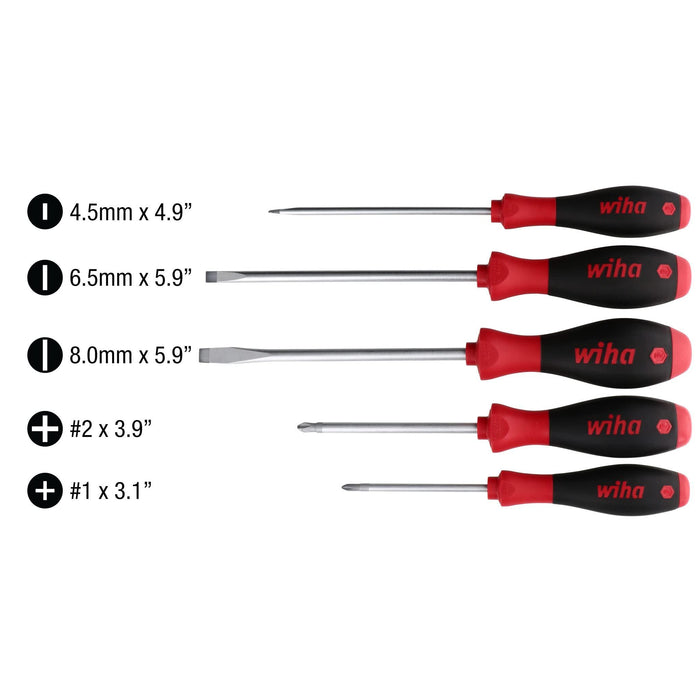SoftFinish Slotted & Phillips Screwdriver Set, 5 Piece