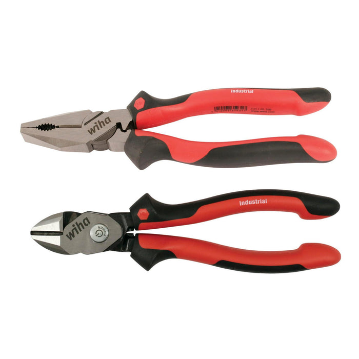 Wiha 30941 2 Piece Industrial SoftGrip Pliers and Cutters Set