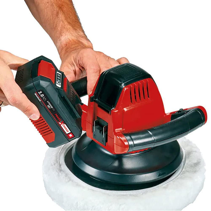 Einhell CE-CB Power X-Change 18-Volt Cordless 10-Inch Large Random Orbit Car Rotary Buffer / Polisher, 2,500 RPM for Polishing, Waxing and Sealing