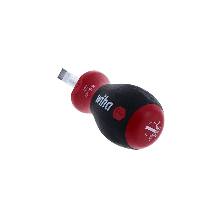 Wiha 30265 Stubby Slotted Screwdriver with SoftFinish Handle, 6.5 x 25mm