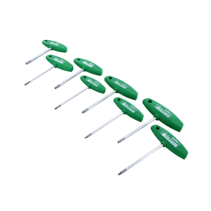 WIHA 36494 Torx Ergonomic Comfort Grip T-Handle T9, T10, T15, T20, T25, T27, T30, T40 x 100mm in Metal Stand, 8-Piece