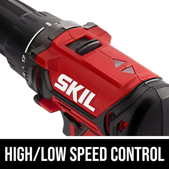 SKIL 20V 1/2 Inch Cordless Drill Driver Includes 2.0Ah PWR CORE 20 Lithium Battery and Charger - DL527502