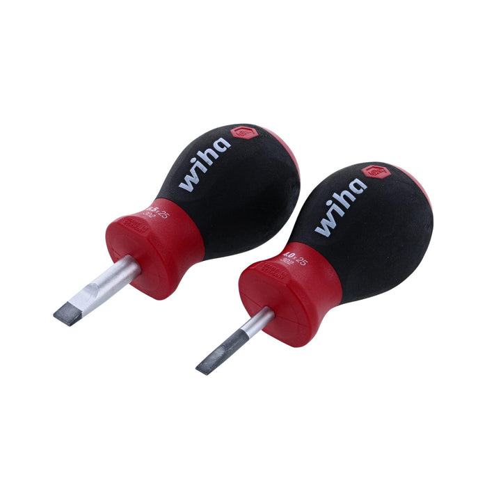 Wiha 31193 Stubby Slotted Screwdriver Set with Slotted 5/32 and 1/4 by 1-Inch with SoftFinish Handle