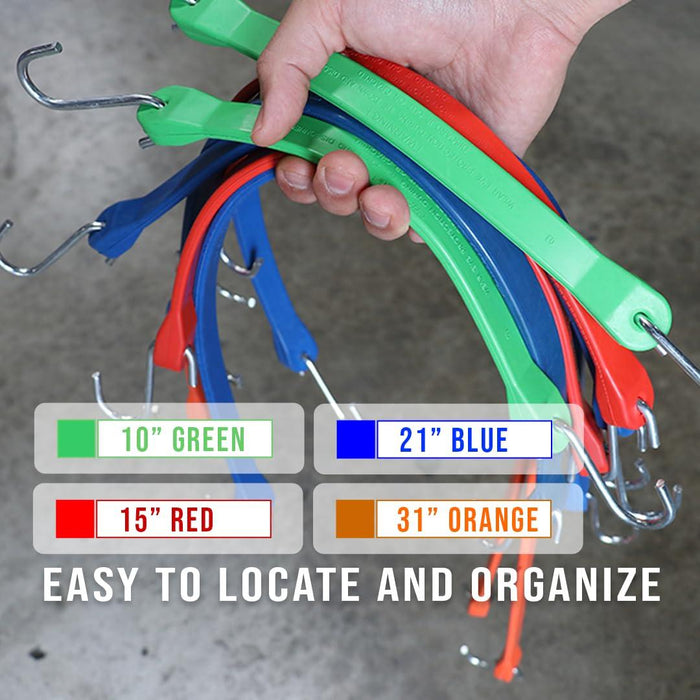 Boxer 15” Color Rubber Bungee Cords – Heavy Duty 100% EPDM Bungee Straps with S Hooks – 15” Red EPDM 10 Pack – Wider & Stronger
