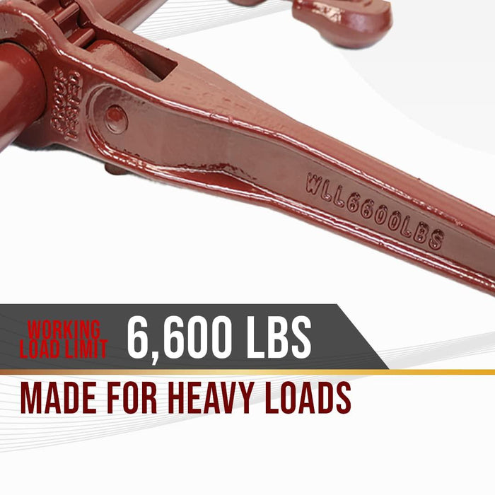 Boxer 2 Pack 5/16” – 3/8” Heavy Duty Ratchet Chain Load Binder with Forged Grab Hooks – Chain Binder Tie Down – 6,000WLL