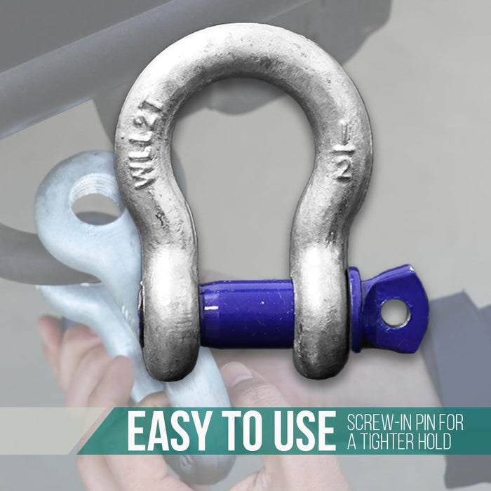 Boxer Forged Anchor Shackle 1/2” – Heavy Duty Forged Steel - Versatile & Durable – Working Load Capacity up to 2 Ton - Corrosion & Rust Resistant - Towing, Rigging, and Heavy-Duty Equipment (2 Pack)