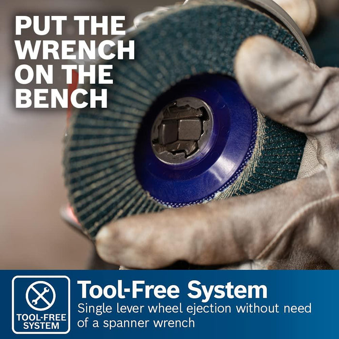 BOSCH WBX409 4-1/2 In. X-LOCK Arbor Stainless Steel Stringer Bead Knotted Wire Wheel For Applications in Difficult Brushing in Tight Places for Cleaning Welds