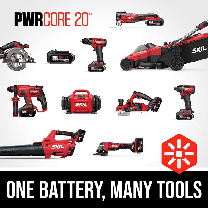 SKIL 20V 1/2 Inch Cordless Drill Driver Includes 2.0Ah PWR CORE 20 Lithium Battery and Charger - DL527502