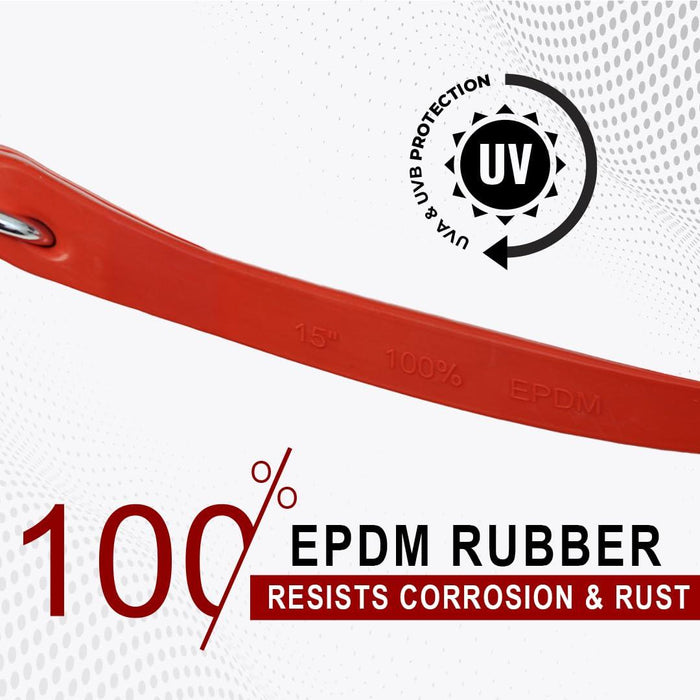Boxer 15” Color Rubber Bungee Cords – Heavy Duty 100% EPDM Bungee Straps with S Hooks – 15” Red EPDM 10 Pack – Wider & Stronger