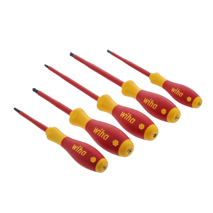 Wiha 5 Piece Insulated SoftFinish Slotted/Phillips/Square Screwdriver Set