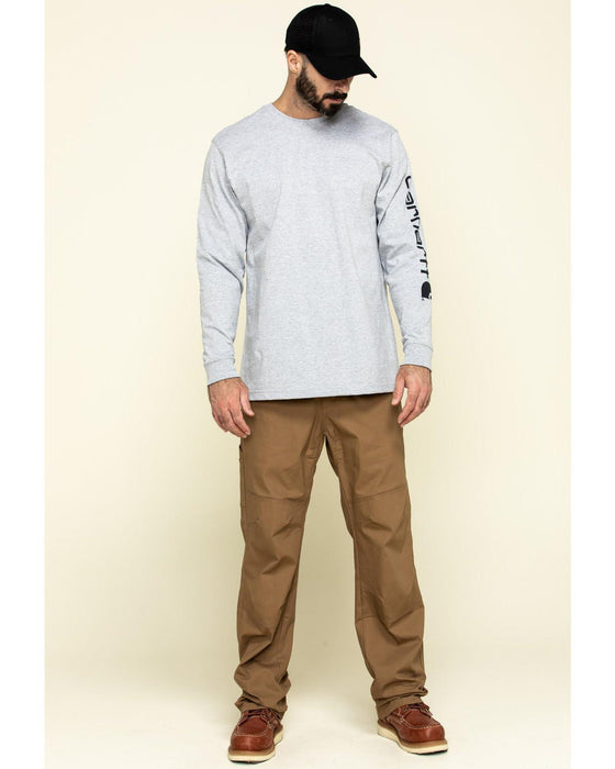 Carhartt mens Loose Fit Heavyweight Long-sleeve Logo Sleeve Graphic T-shirt (Big & Tall) fashion t shirts, Heather Grey, Large Big Tall US