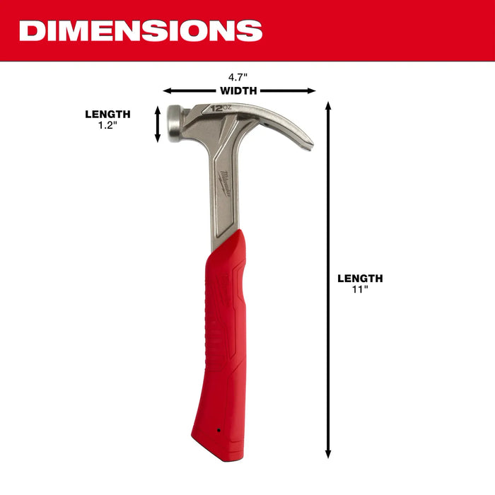 Milwaukee 12oz Smooth Face Hybrid Claw Finish Hammer 48-22-9019