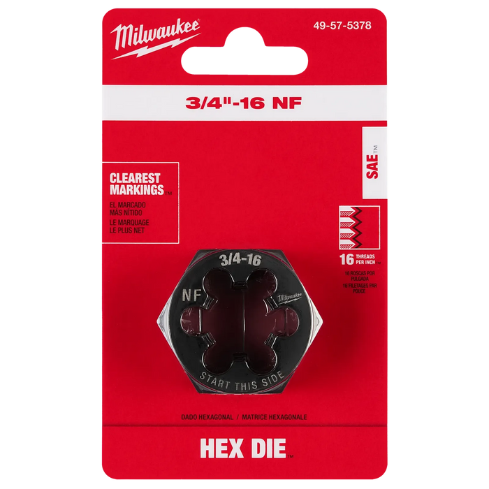 Milwaukee 3/4"-16 NF 1-7/16" Hex Threading Die 49-57-5378