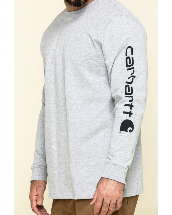 Carhartt mens Loose Fit Heavyweight Long-sleeve Logo Sleeve Graphic T-shirt (Big & Tall) fashion t shirts, Heather Grey, Large Big Tall US