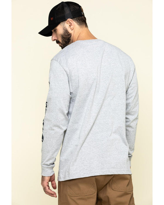 Carhartt mens Loose Fit Heavyweight Long-sleeve Logo Sleeve Graphic T-shirt (Big & Tall) fashion t shirts, Heather Grey, Large Big Tall US
