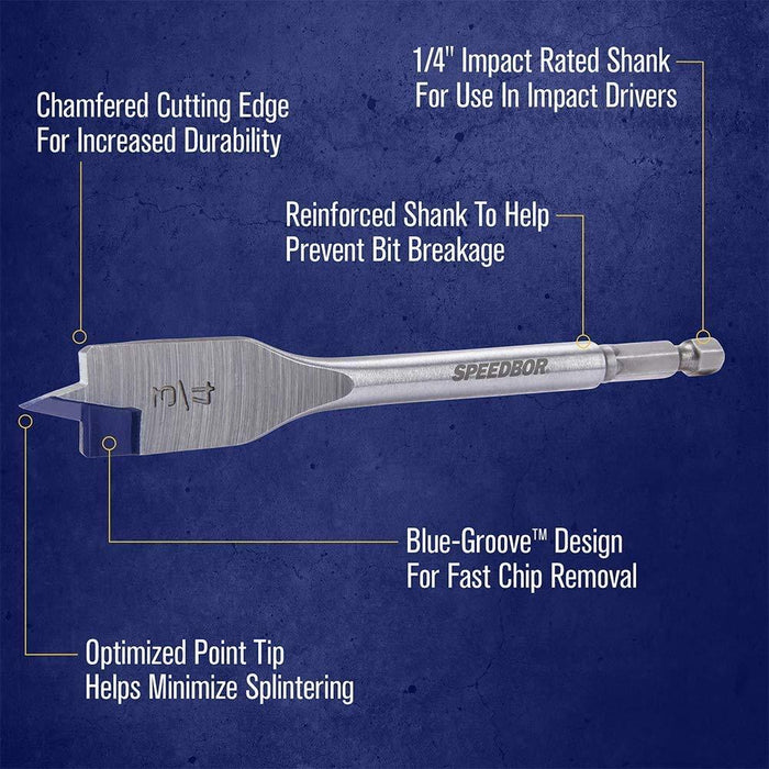 IRWIN SPEEDBOR Spade Drill Bit, Silver, 1-1/4" (88820)