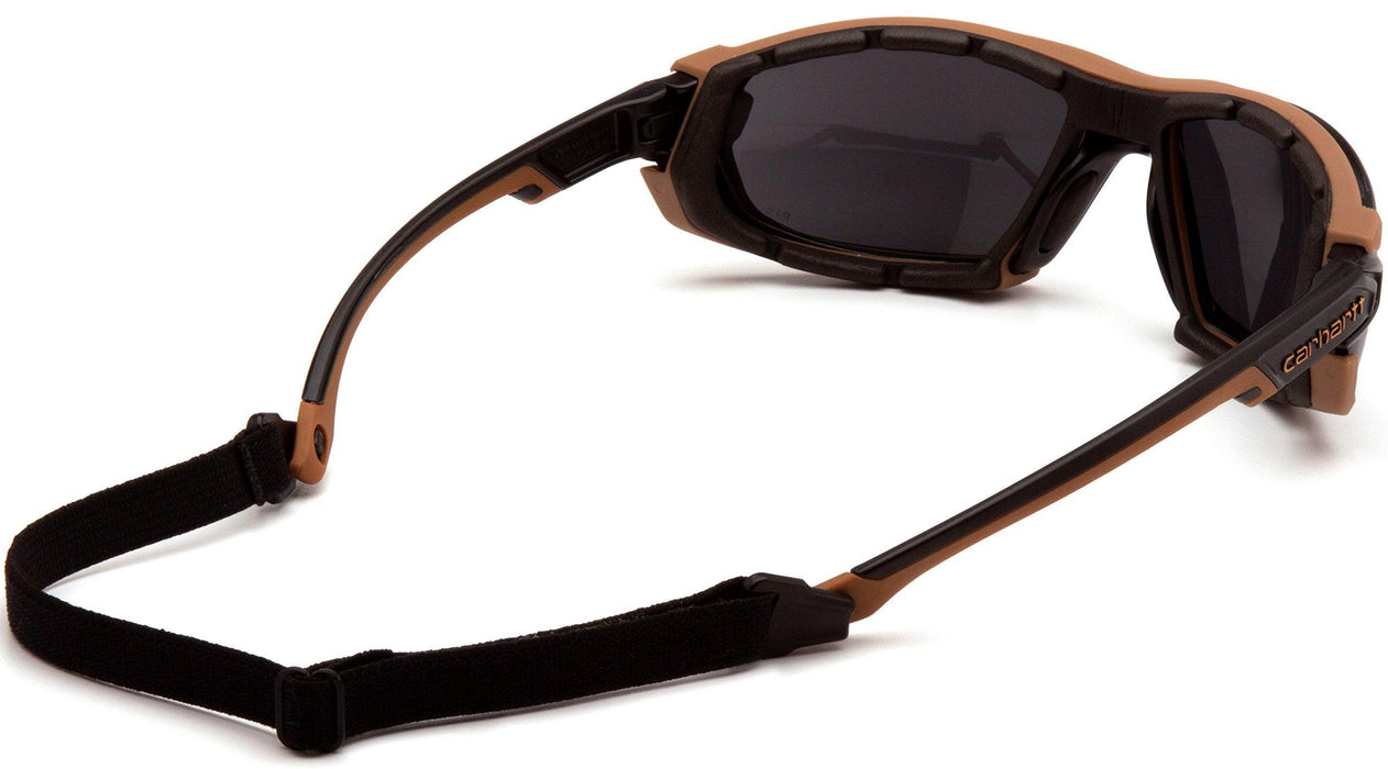 Carhartt Toccoa Safety Glasses, Black/Tan Frame, Gray H2MAX Anti-Fog Lens