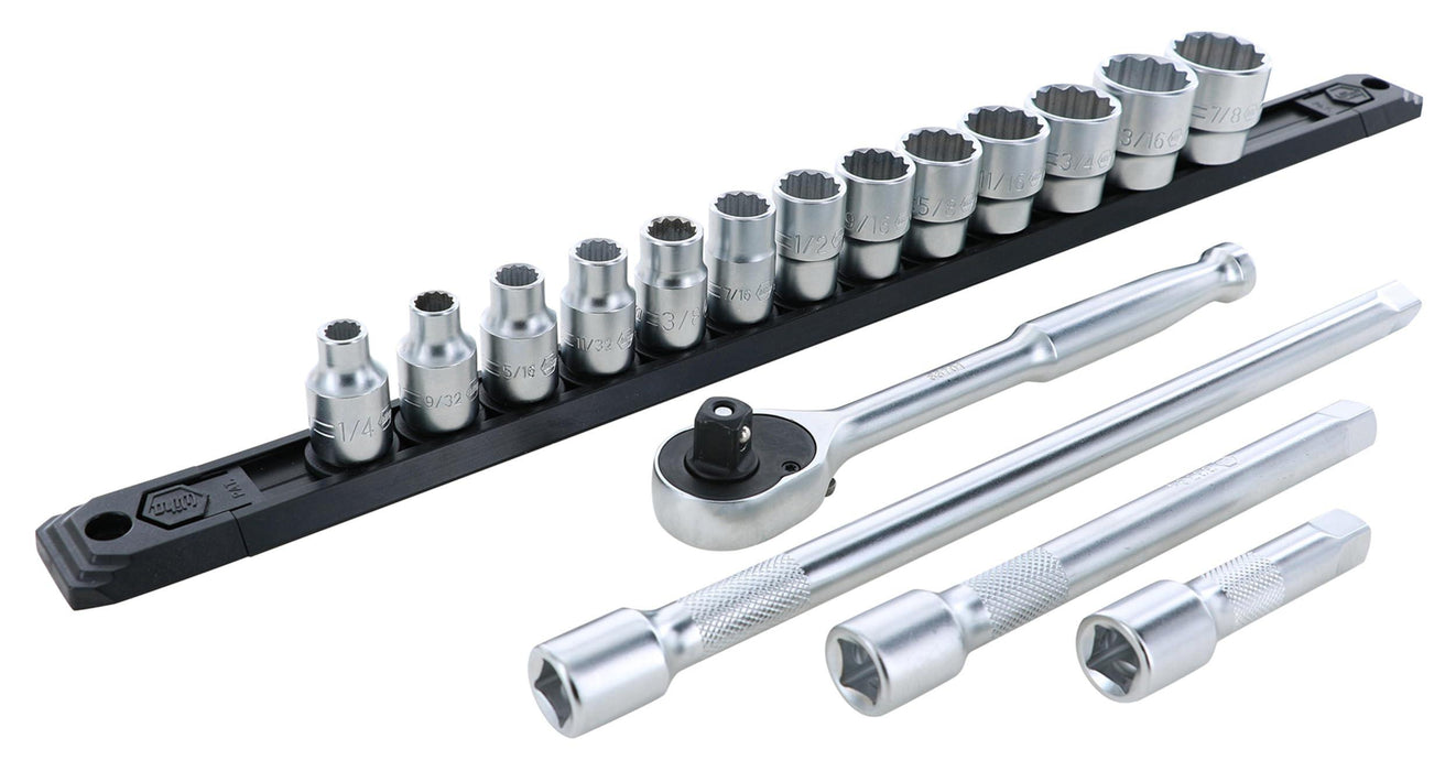 Wiha 3/8" Drive Inch Socket Set, 17 Piece
