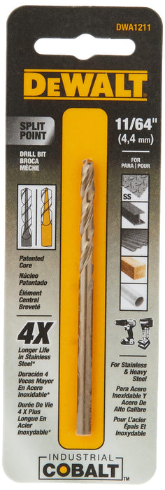 DEWALT DWA1211 11/64" Pilot Point Industrial Cobalt Alloy Steel Drill Bit