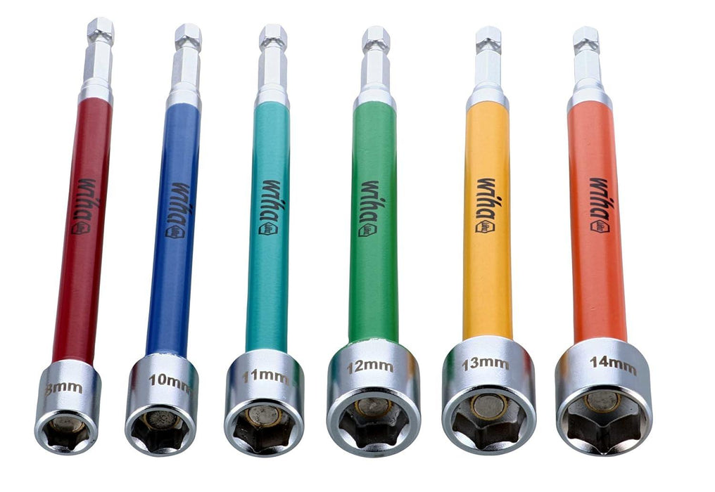 Wiha SAE and Metric 6-Inch 70484 & 70487  6+6 Piece Color Coded Magnetic Nut Setters