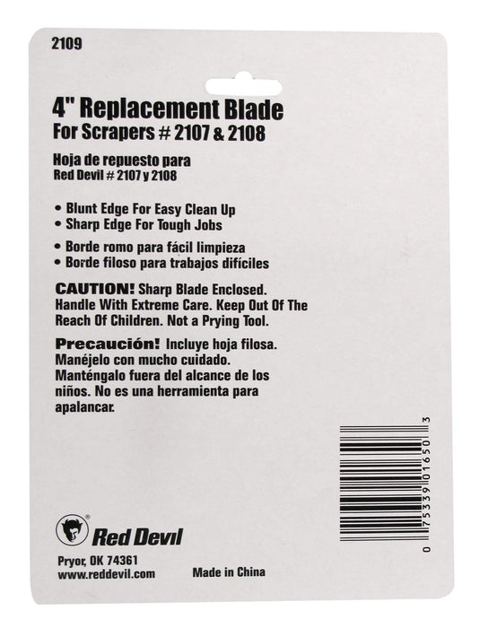 Red Devil 2109 4" 2107 & 2108 Floor, Scraper, Replacement Blade, Black
