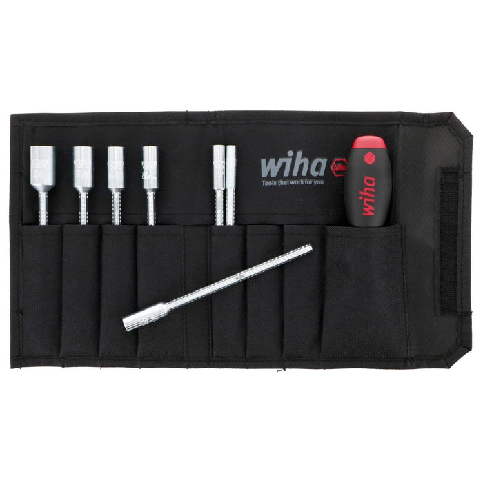 Wiha 28196 Drive-Loc VI Nut Drivers Interchangeable Blade Set in Durable Pouch, 8-Piece