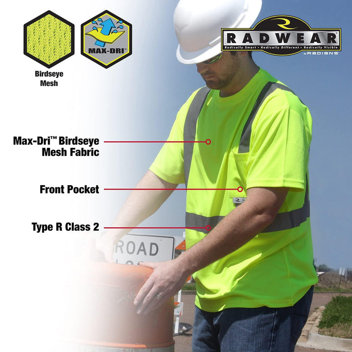 Radians unisex adult St11 Industrial Safety Shirt Short Sleeve, Safety Green, X-Large US