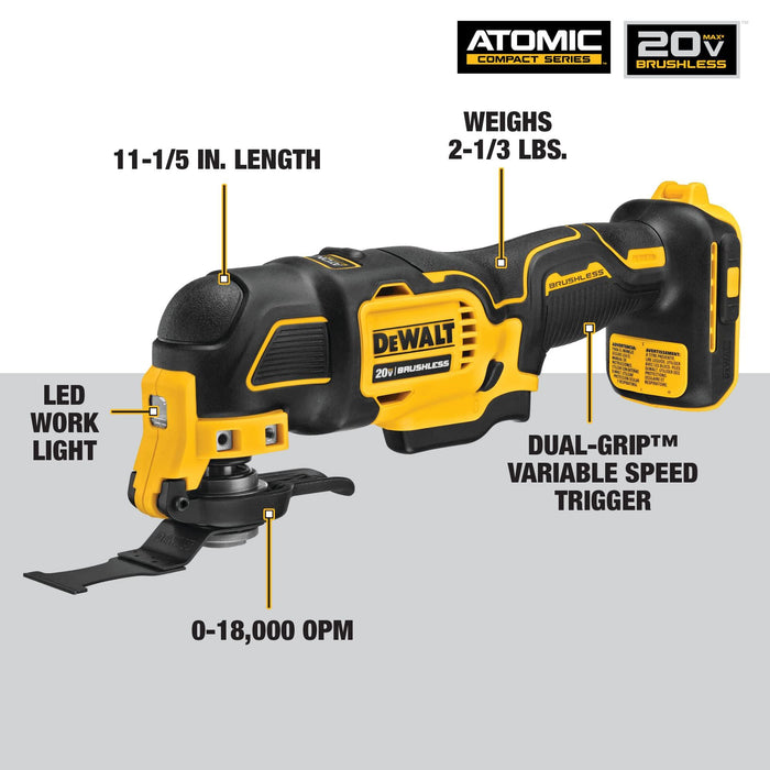 DEWALT DCS354D1 ATOMIC 20V MAX* Brushless Cordless Oscillating Multi-Tool Kit