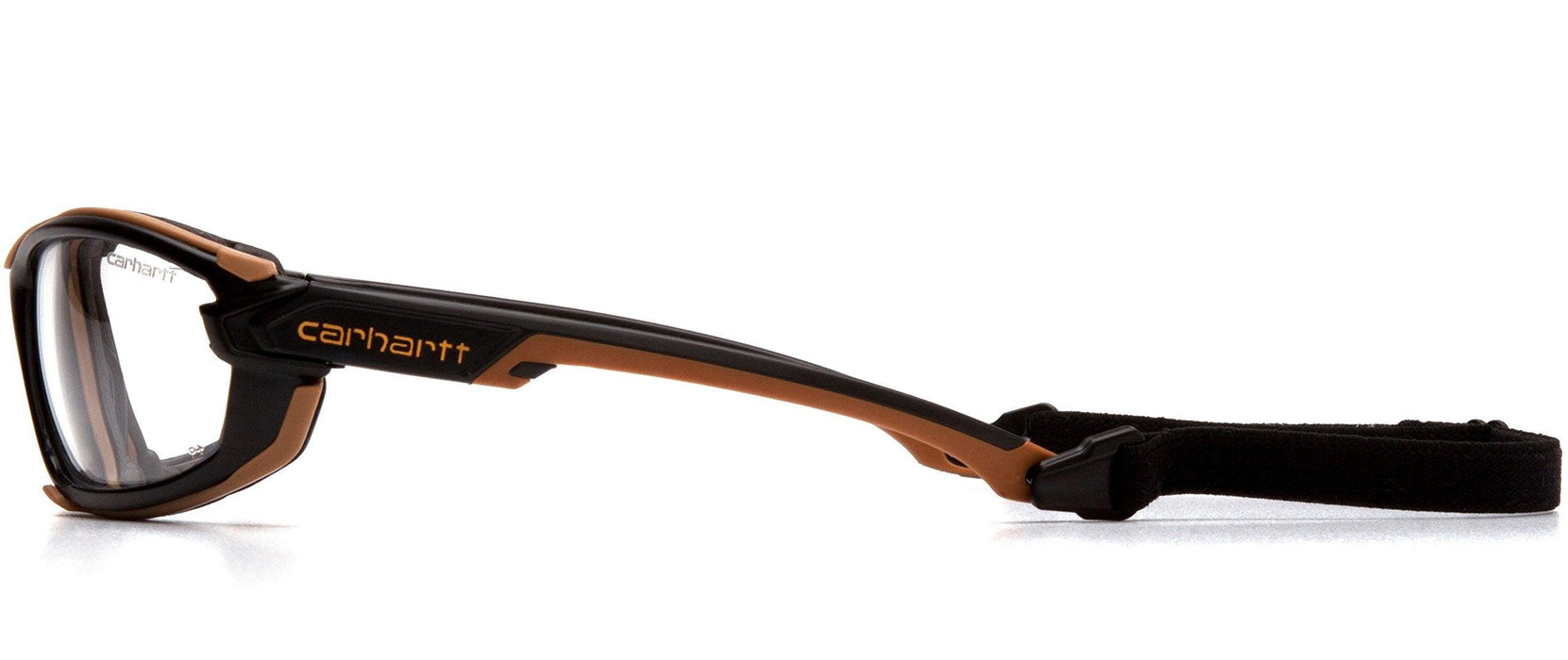 Carhartt Toccoa Safety Glasses, Black/Tan Frame, Clear H2MAX Anti-Fog Lens