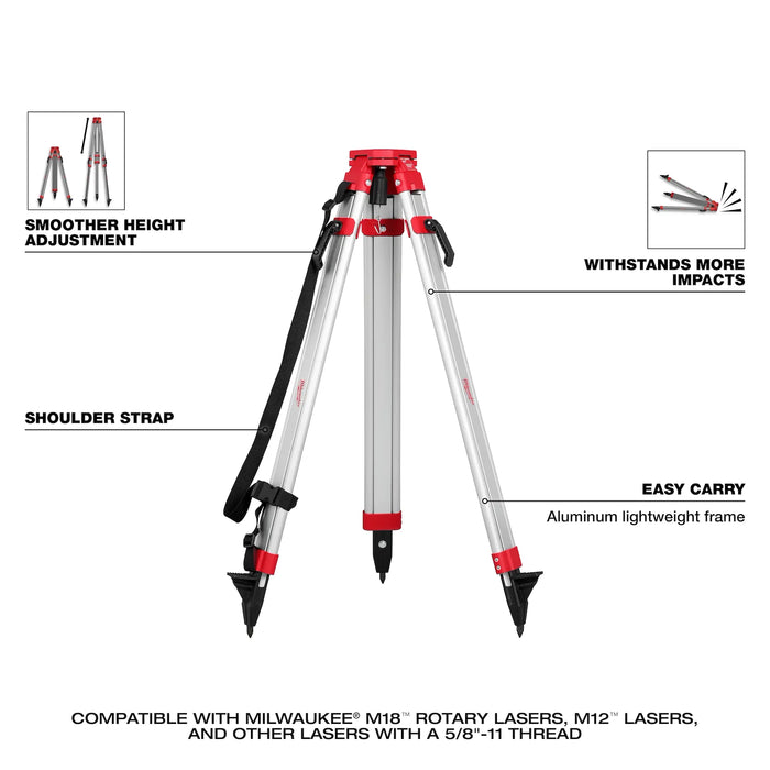 Milwaukee M18™ Red Exterior Rotary Laser Level Kit w/ Receiver, Tripod, & Grade Rod 3701-21T