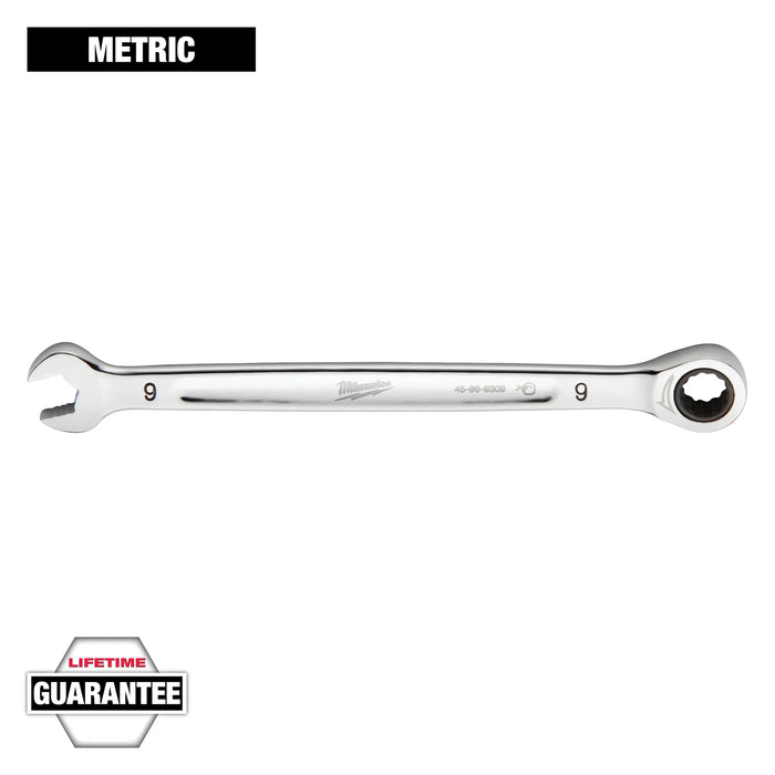 Milwaukee 9 mm X 9 mm 12 Point Metric Ratcheting Combination Wrench 6.14 in. L 1 pc 45-96-9309, main product view
