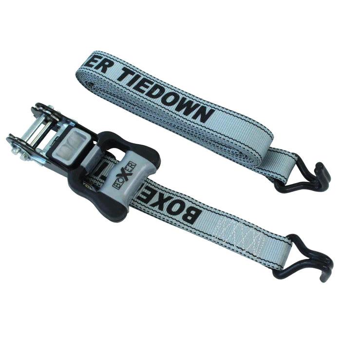 Boxer Ratchet 4-pack with J Hooks in Grey 2,500lbs (1.25" x 16')