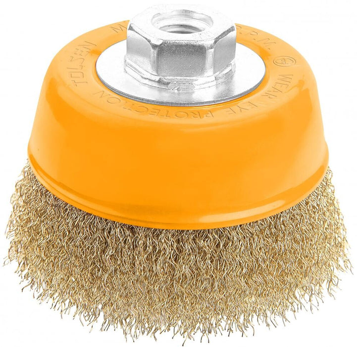 Tolsen 77563 4 inch Cup Twist Wire Brush with Nut