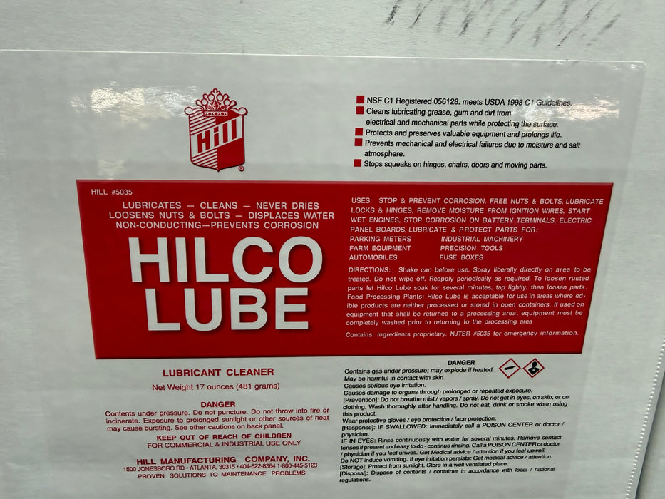 HILCO LUBE 17oz AEROSOL by Hill #5035 Case of 12