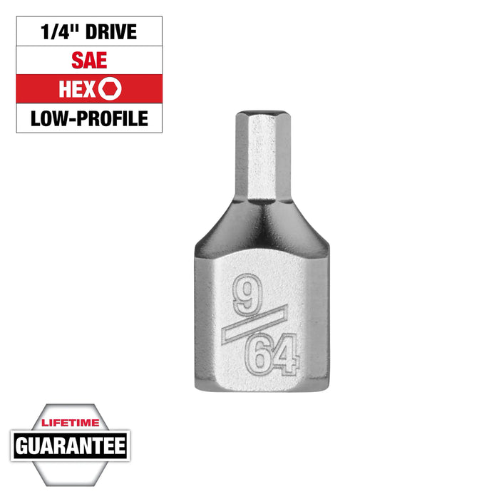 Milwaukee 1/4in. Drive 9/64in. Low-Profile Hex Bit Socket, 45-34-1121, main product view