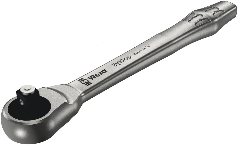 Wera 8003 A Zyklop Metal Ratchet with push-through square and 1/4" drive, 1/4" x 141 mm 05004003001, view 2