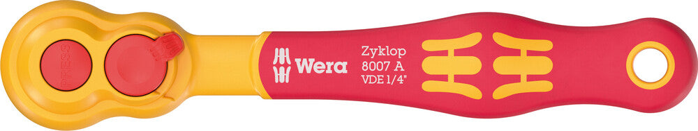 8007 A VDE ZYKLOP RATCHET, INSULATED, WITH REVERSING LEVER, WITH 1/4" DRIVE, 1/4" X 144 MM