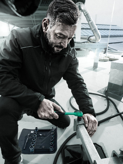 Wera 8100 SB 12 Zyklop Comfort Ratchet set, reversing lever, 3/8" drive, metric, 16 pieces 05005530001, view 2