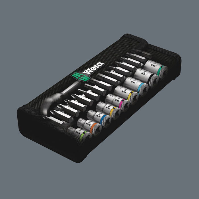 Wera 8100 SA 7 Zyklop Metal Ratchet Set with push-through square, 1/4" drive, metric, 28 pieces 05004017001, view 11