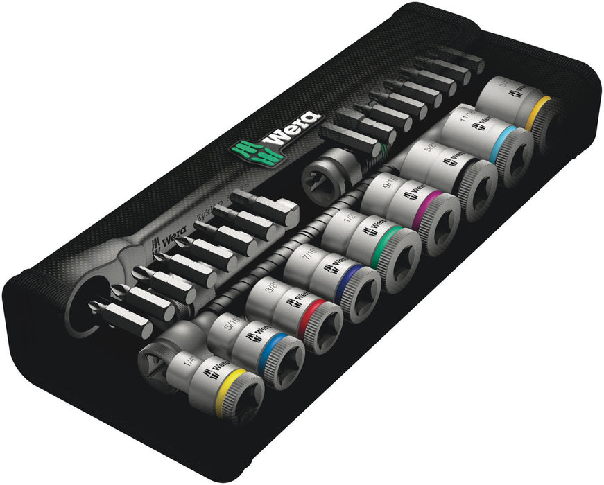 Wera 8100 SB 10 Zyklop Metal Ratchet Set with push-through square, 3/8" drive, imperial, 29 pieces 05004050001, view 2
