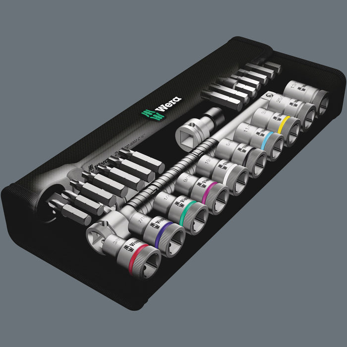 Wera 8100 SC 10 Zyklop Metal Ratchet Set with push-through square, 1/2" drive, imperial, 28 pieces 05004080001, view 10