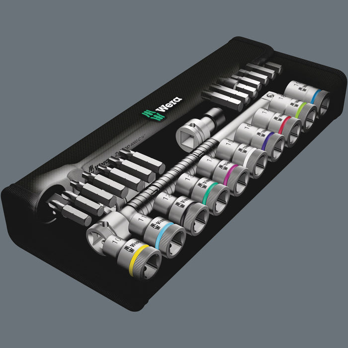 Wera 8100 SC 7 Zyklop Metal Ratchet Set with push-through square, 1/2" drive, metric, 28 pieces 05004077001, view 10