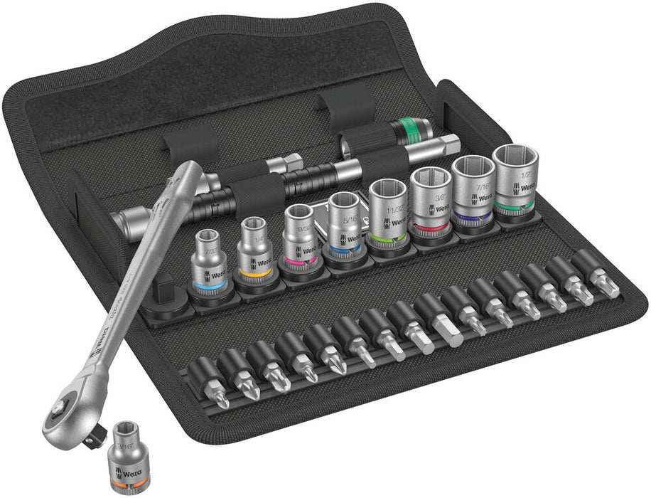 8100 SA 10 Zyklop Metal Ratchet Set with push-through square, 1/4" drive, imperial