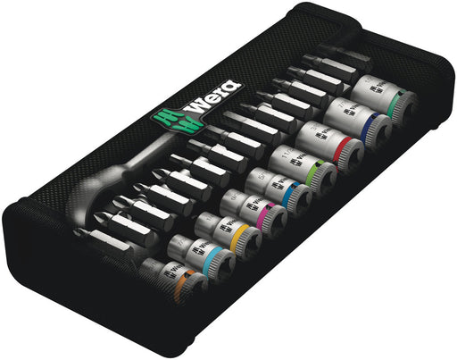 Wera 8100 SA 10 Zyklop Metal Ratchet Set with push-through square, 1/4" drive, imperial, 28 pieces 05004020001, view 2