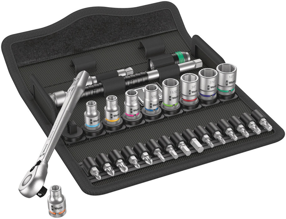 8100 SA 11 Zyklop Metal Ratchet Set with switch lever, 1/4" drive, imperial