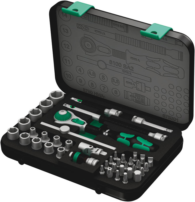 8100 SA 2 Zyklop Speed Ratchet Set, 1/4" drive, metric