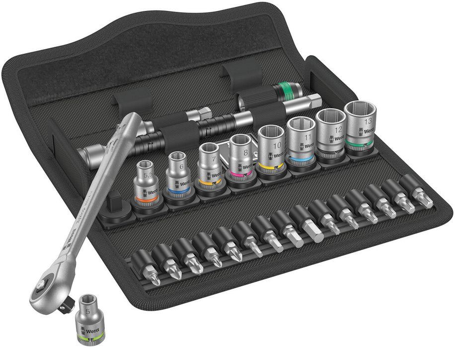 8100 SA 7 Zyklop Metal Ratchet Set with push-through square, 1/4" drive, metric
