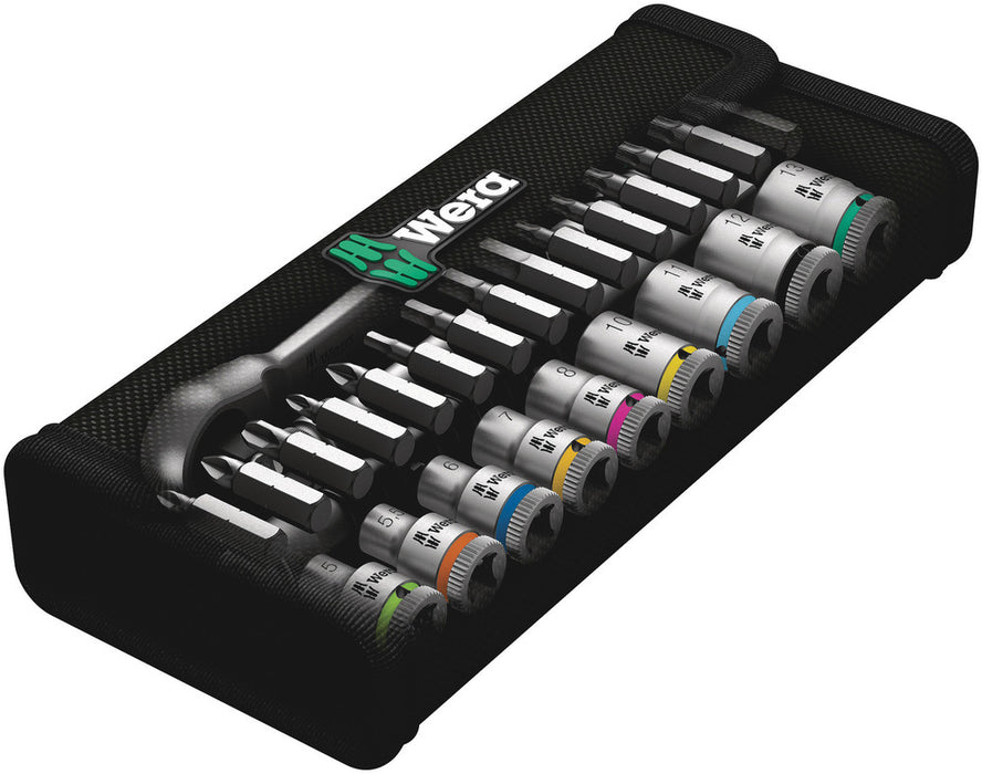 Wera 8100 SA 7 Zyklop Metal Ratchet Set with push-through square, 1/4" drive, metric, 28 pieces 05004017001, view 3