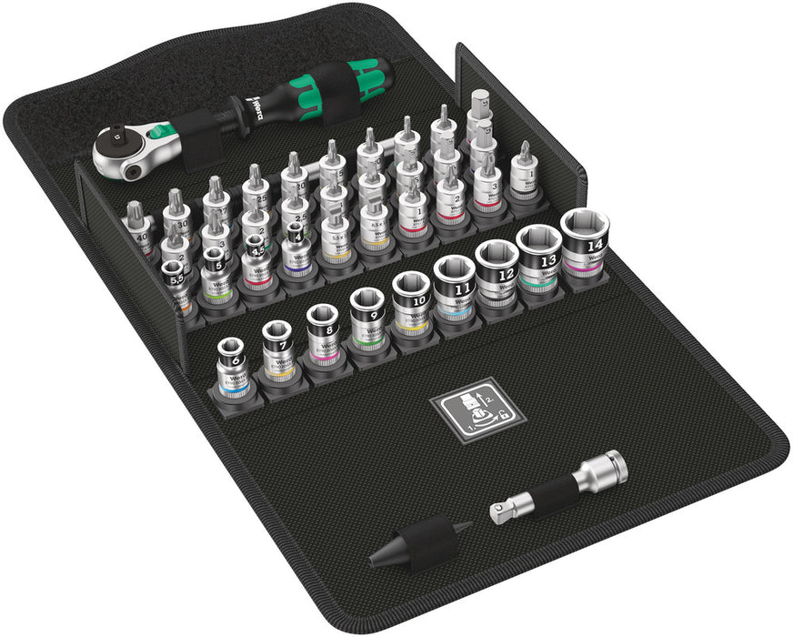 8100 SA All-in Zyklop Speed Ratchet Set, 1/4" drive, with holding function, metric