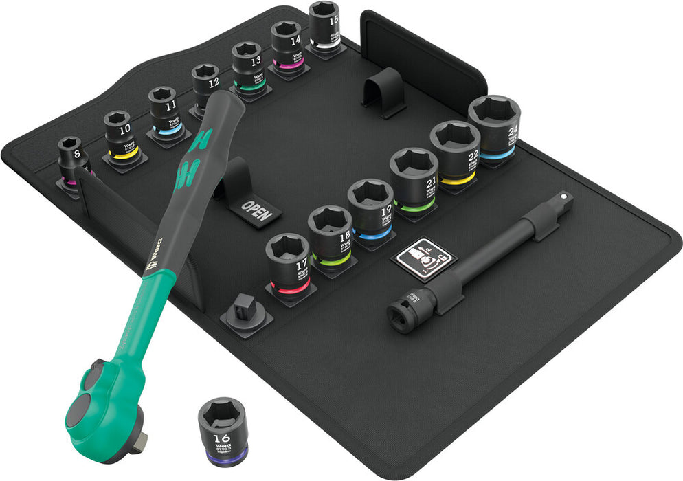 8100 SB 12 Zyklop Comfort Ratchet set, reversing lever, 3/8" drive, metric
